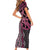 Maori Taniko Patterns Family Matching Short Sleeve Bodycon Dress and Hawaiian Shirt Pink Patiki Motifs Mix Whakairo Ngaru