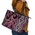 Maori Taniko Patterns Leather Tote Bag Pink Patiki Motifs Mix Whakairo Ngaru