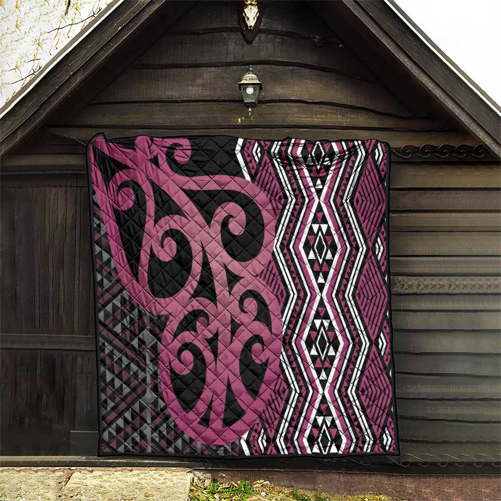Maori Taniko Patterns Quilt Pink Patiki Motifs Mix Whakairo Ngaru LT7 - Polynesian Pride