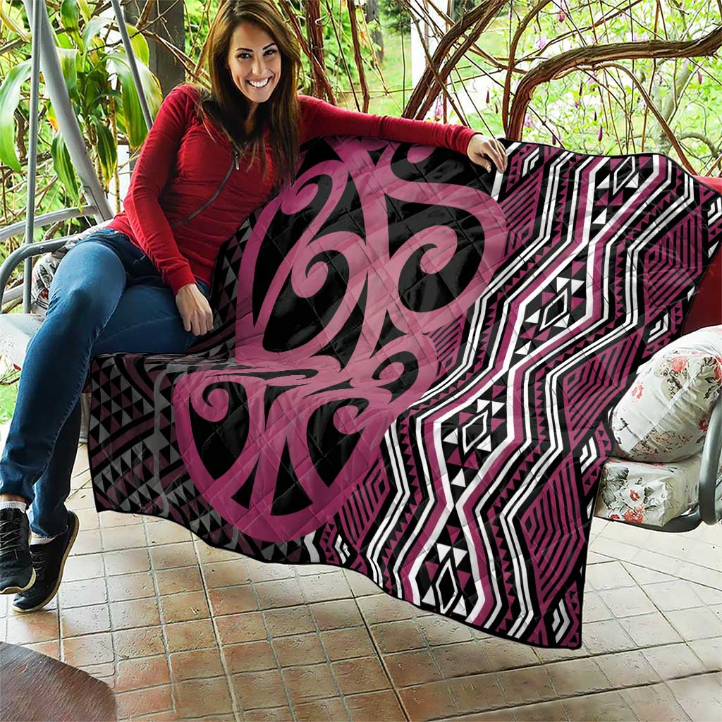 Maori Taniko Patterns Quilt Pink Patiki Motifs Mix Whakairo Ngaru LT7 - Polynesian Pride