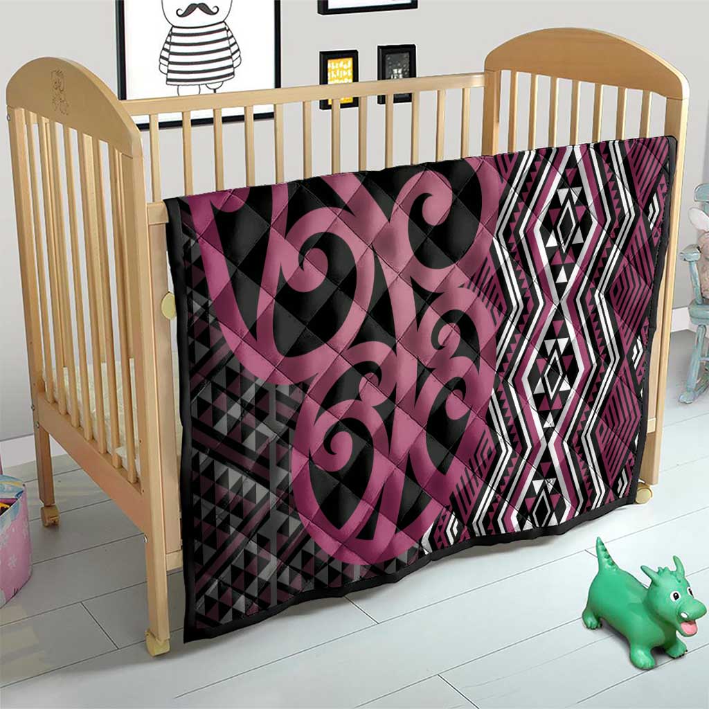 Maori Taniko Patterns Quilt Pink Patiki Motifs Mix Whakairo Ngaru LT7 - Polynesian Pride