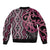 Maori Taniko Patterns Sleeve Zip Bomber Jacket Pink Patiki Motifs Mix Whakairo Ngaru