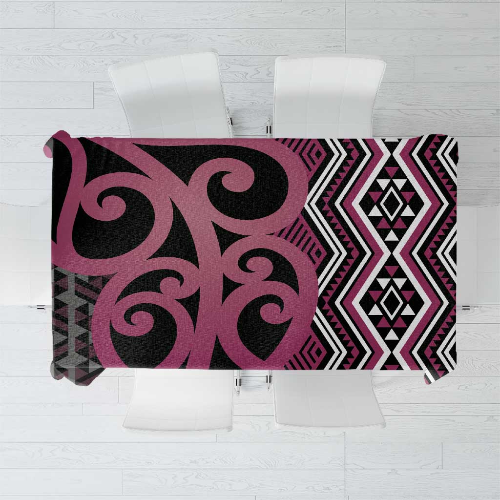 Maori Taniko Patterns Tablecloth Pink Patiki Motifs Mix Whakairo Ngaru LT7 Pink - Polynesian Pride