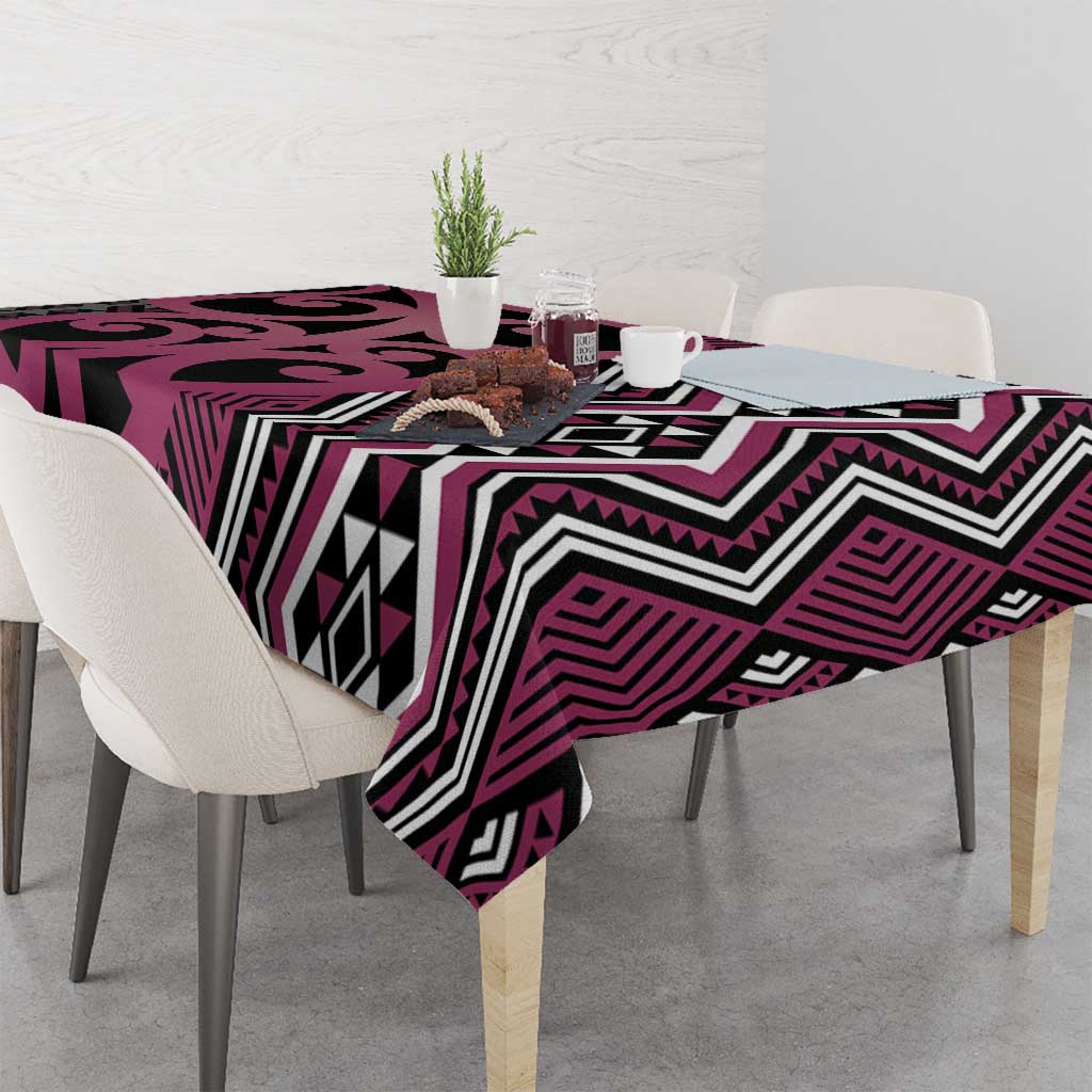 Maori Taniko Patterns Tablecloth Pink Patiki Motifs Mix Whakairo Ngaru LT7 - Polynesian Pride