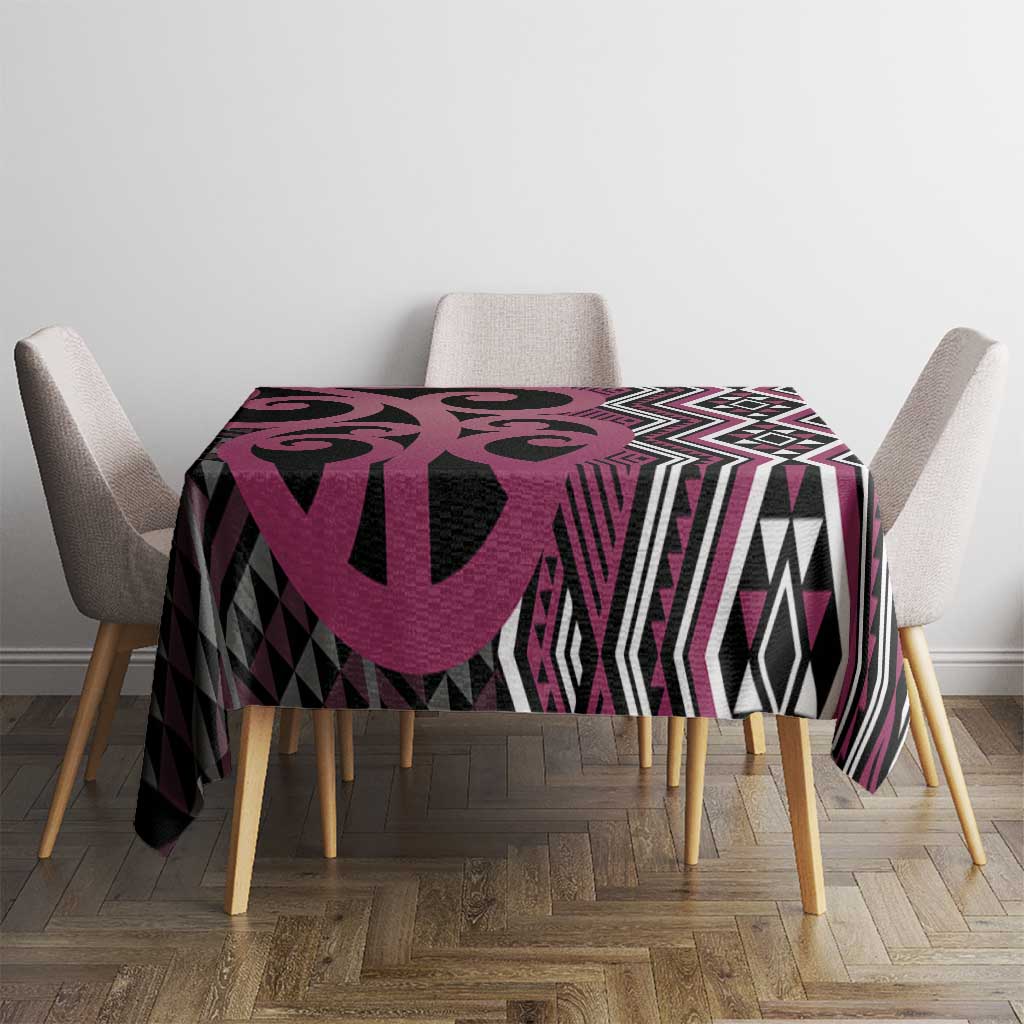 Maori Taniko Patterns Tablecloth Pink Patiki Motifs Mix Whakairo Ngaru LT7 - Polynesian Pride