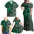 Maori Taniko Patterns Family Matching Off Shoulder Maxi Dress and Hawaiian Shirt Pounamu Patiki Motifs Mix Whakairo Ngaru