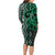 Maori Taniko Patterns Long Sleeve Bodycon Dress Pounamu Patiki Motifs Mix Whakairo Ngaru