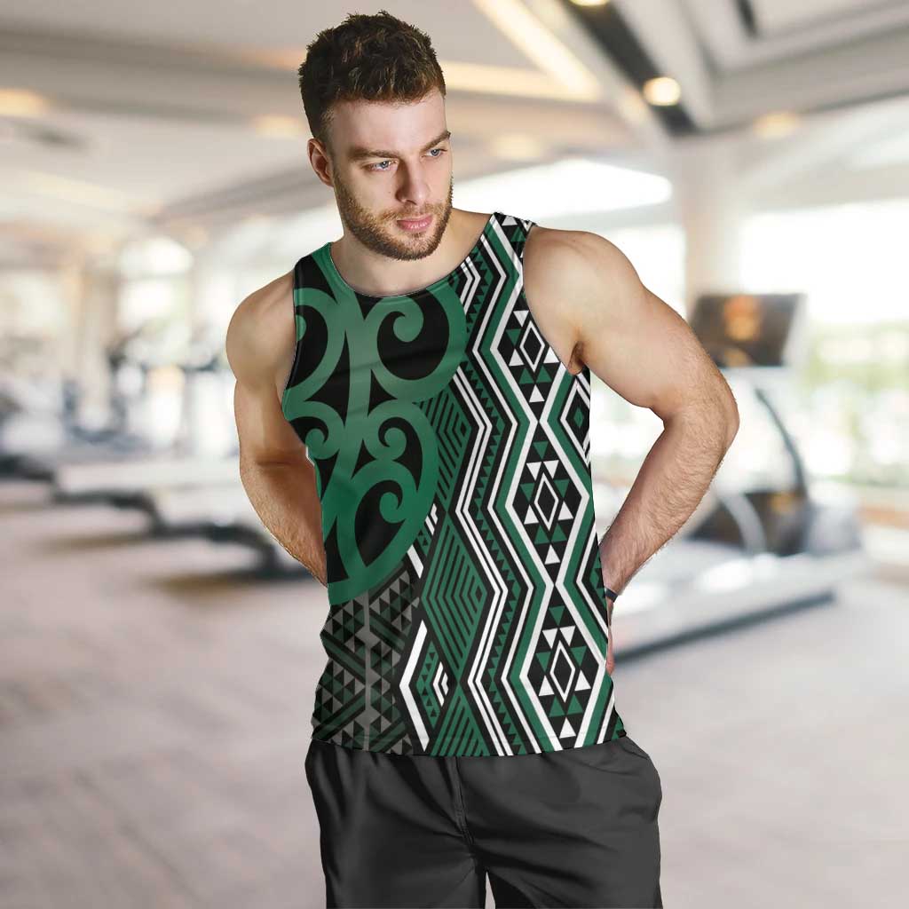 Maori Taniko Patterns Men Tank Top Pounamu Patiki Motifs Mix Whakairo Ngaru