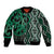 Maori Taniko Patterns Sleeve Zip Bomber Jacket Pounamu Patiki Motifs Mix Whakairo Ngaru