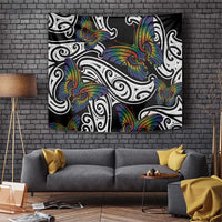 Aotearoa Takatapui Pride Tapestry Rainbow Butterfly - Free To Love LT7 Black - Polynesian Pride