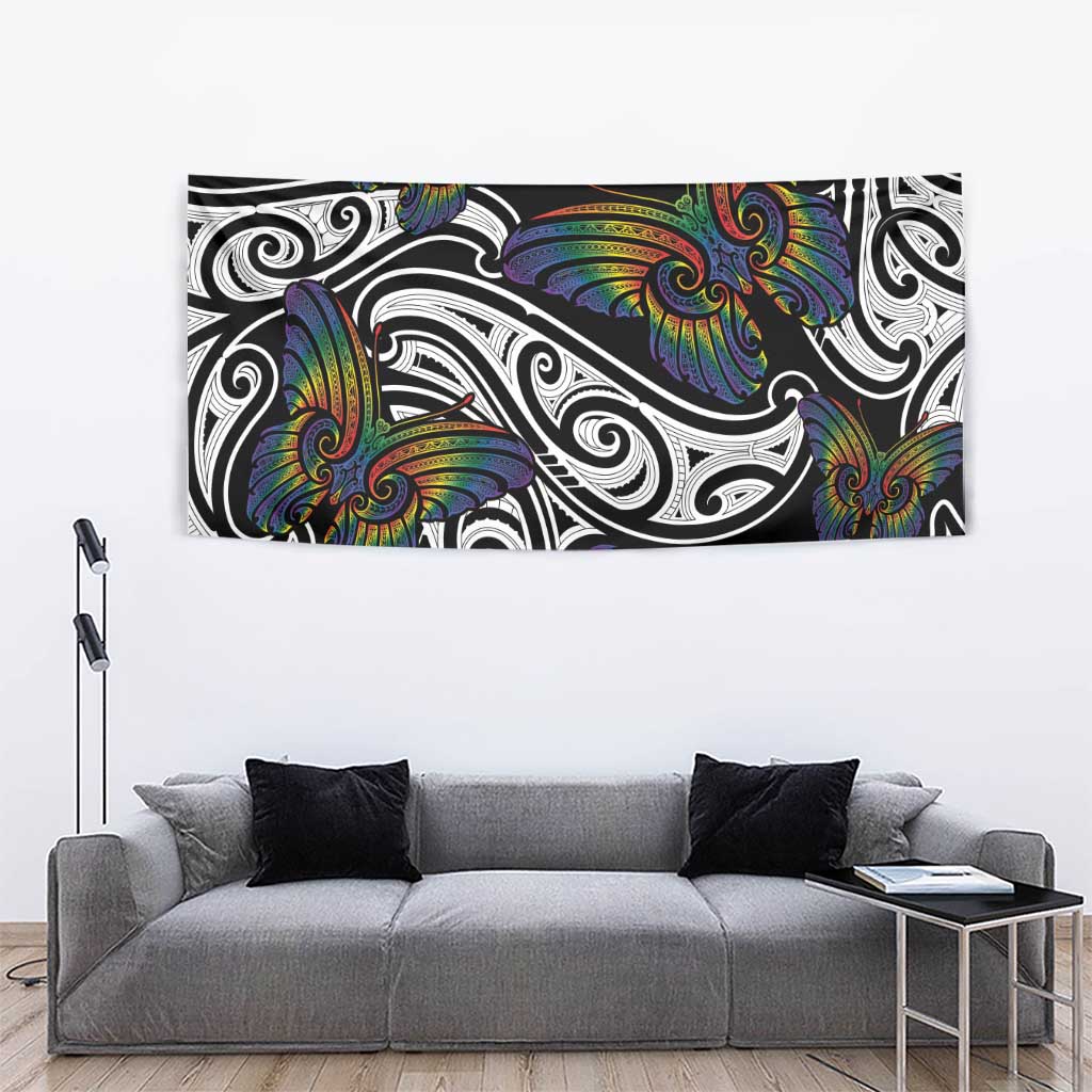 Aotearoa Takatapui Pride Tapestry Rainbow Butterfly - Free To Love LT7 - Polynesian Pride