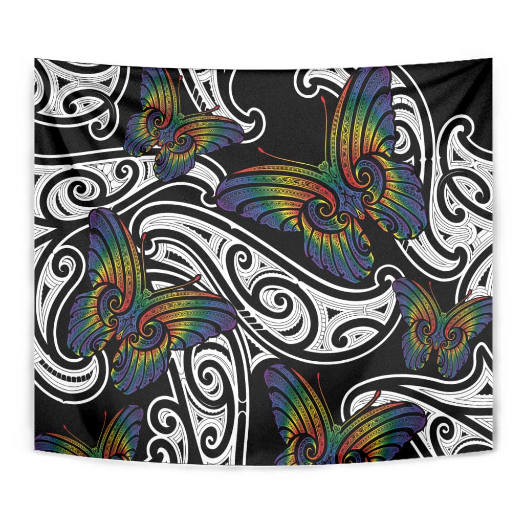 Aotearoa Takatapui Pride Tapestry Rainbow Butterfly - Free To Love LT7 - Polynesian Pride