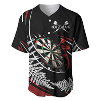 New Zealand Darts Personalised Baseball Jersey Silver Fern Dynamic LT7 Red - Polynesian Pride