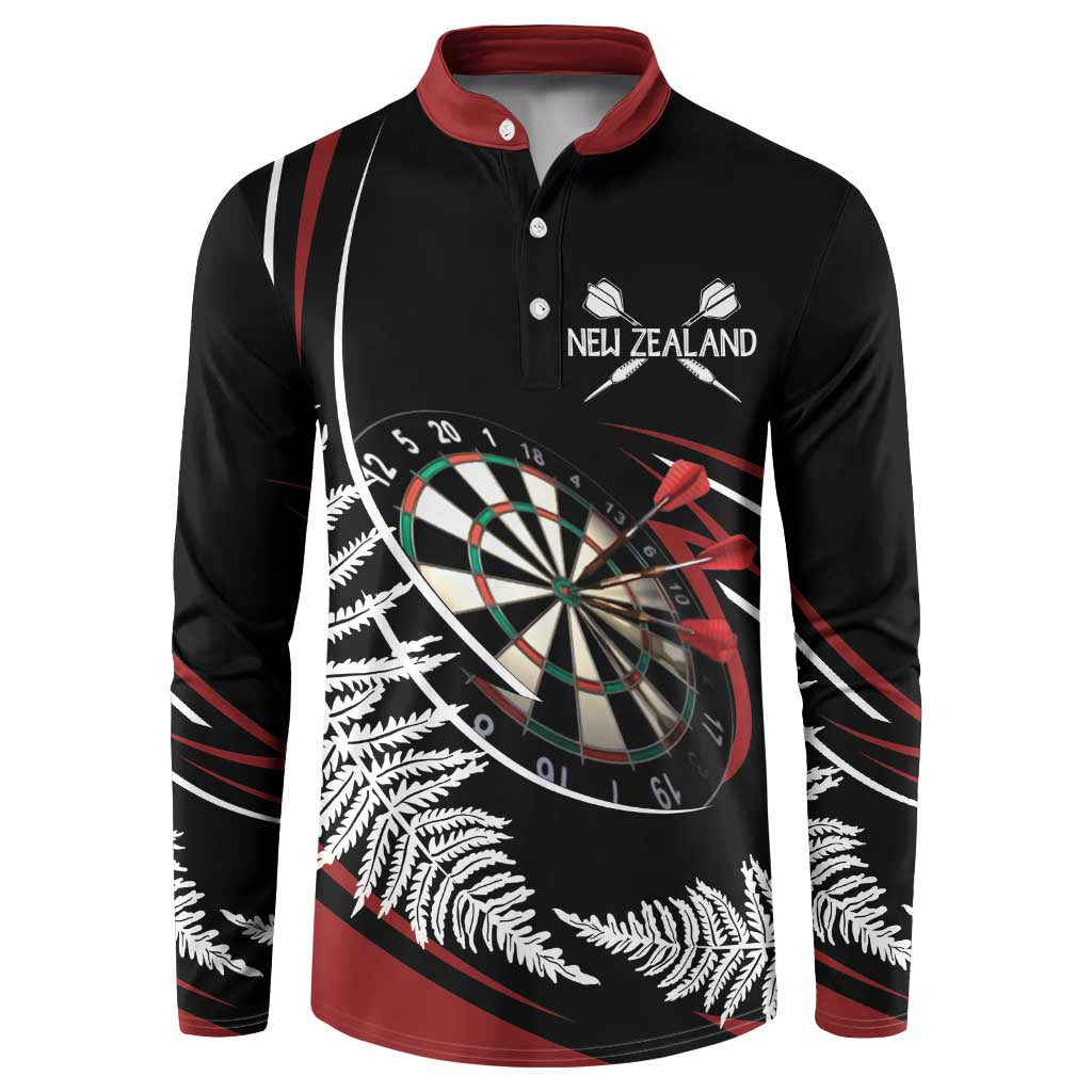 New Zealand Darts Personalised Button Sweatshirt Silver Fern Dynamic LT7 Red - Polynesian Pride