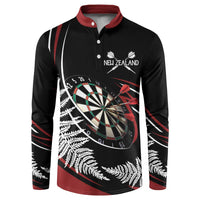 New Zealand Darts Personalised Button Sweatshirt Silver Fern Dynamic LT7 Red - Polynesian Pride