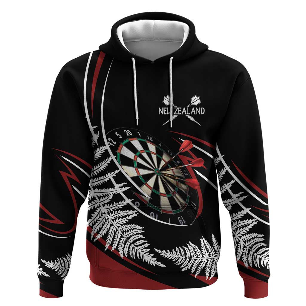 New Zealand Darts Personalised Hoodie Silver Fern Dynamic LT7 Pullover Hoodie Red - Polynesian Pride