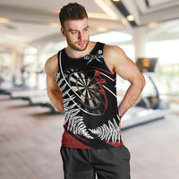 New Zealand Darts Personalised Men Tank Top Silver Fern Dynamic LT7 Red - Polynesian Pride