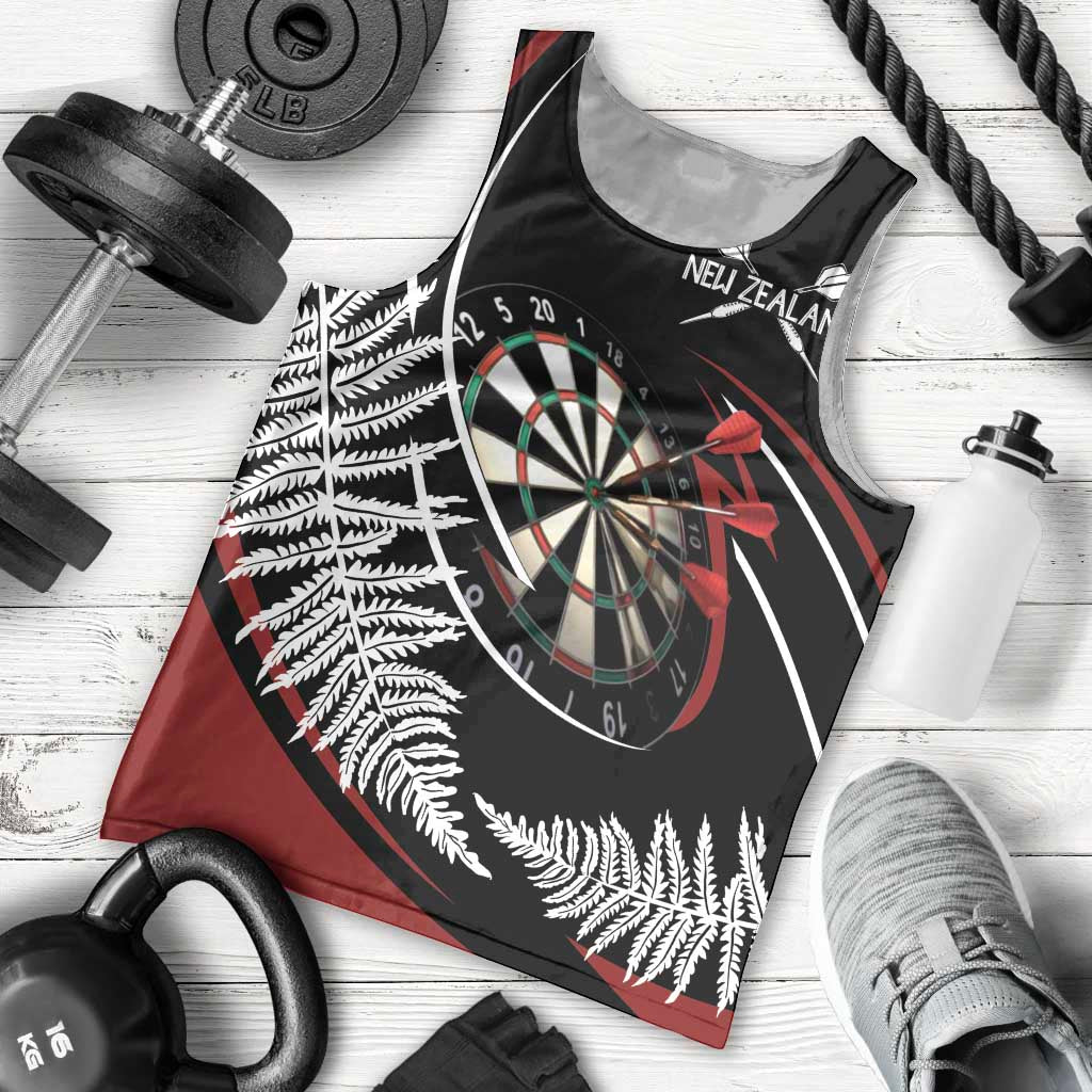 New Zealand Darts Personalised Men Tank Top Silver Fern Dynamic LT7 - Polynesian Pride