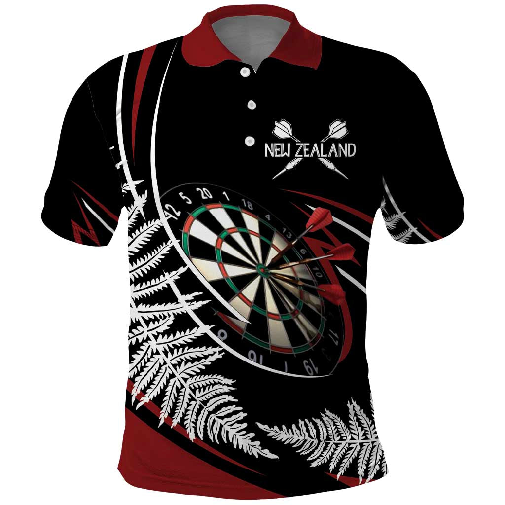 New Zealand Darts Personalised Polo Shirt Silver Fern Dynamic LT7 Red - Polynesian Pride