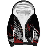New Zealand Darts Personalised Sherpa Hoodie Silver Fern Dynamic LT7 Unisex Red - Polynesian Pride