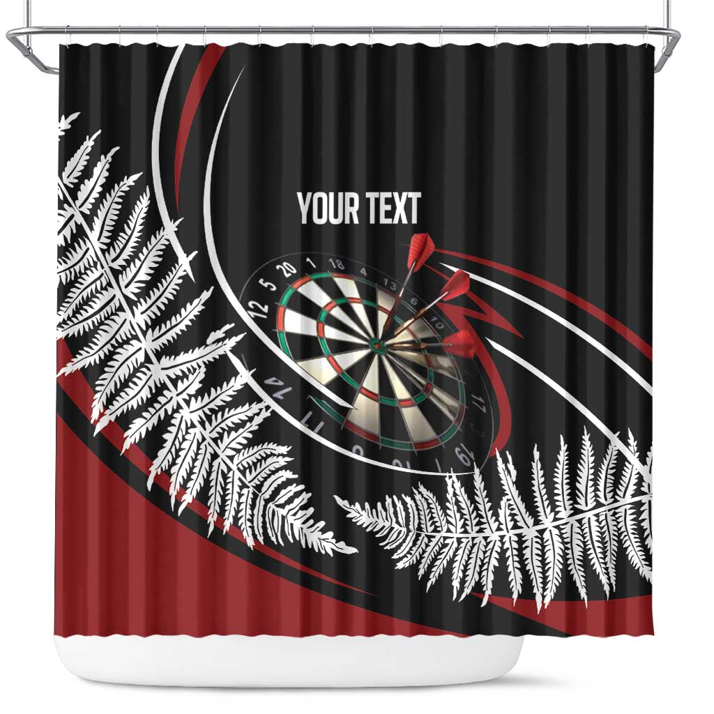 New Zealand Darts Personalised Shower Curtain Silver Fern Dynamic LT7 Red - Polynesian Pride