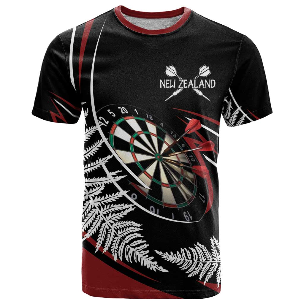 New Zealand Darts Personalised T Shirt Silver Fern Dynamic LT7 Red - Polynesian Pride