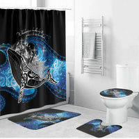 Maori Matariki Te Araroa Paikea Starry Bathroom Set Tangaroa Whakatauki LT7 Bathroom Set (4 pcs) Black - Polynesian Pride