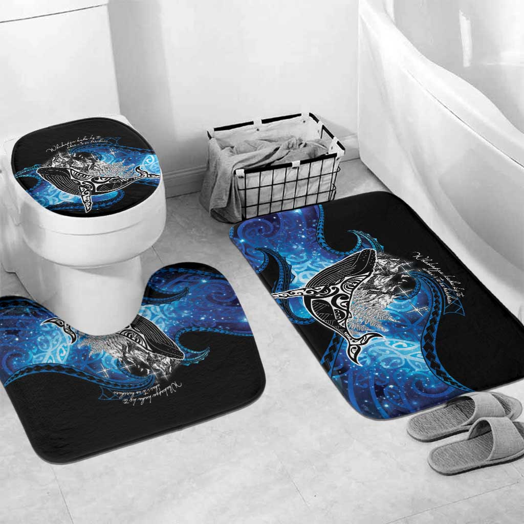 Maori Matariki Te Araroa Paikea Starry Bathroom Set Tangaroa Whakatauki LT7 Mat Set Only (3 pcs) One Size Black - Polynesian Pride