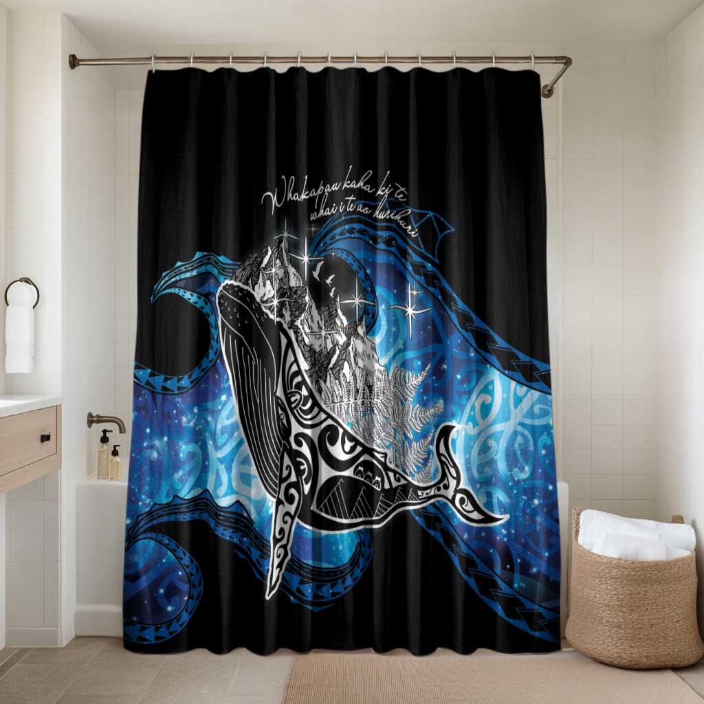 Maori Matariki Te Araroa Paikea Starry Bathroom Set Tangaroa Whakatauki LT7 Shower Curtain Only Black - Polynesian Pride