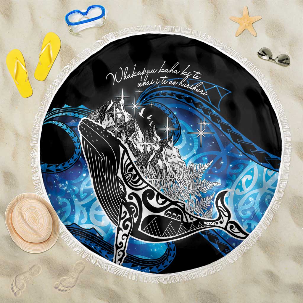 Maori Matariki Te Araroa Paikea Starry Beach Blanket Tangaroa Whakatauki LT7 One Size 150cm Black - Polynesian Pride
