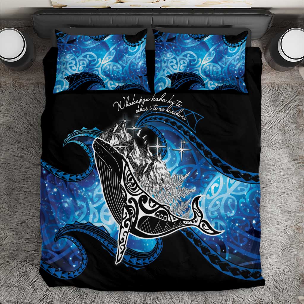 Maori Matariki Te Araroa Paikea Starry Bedding Set Tangaroa Whakatauki LT7 Black - Polynesian Pride