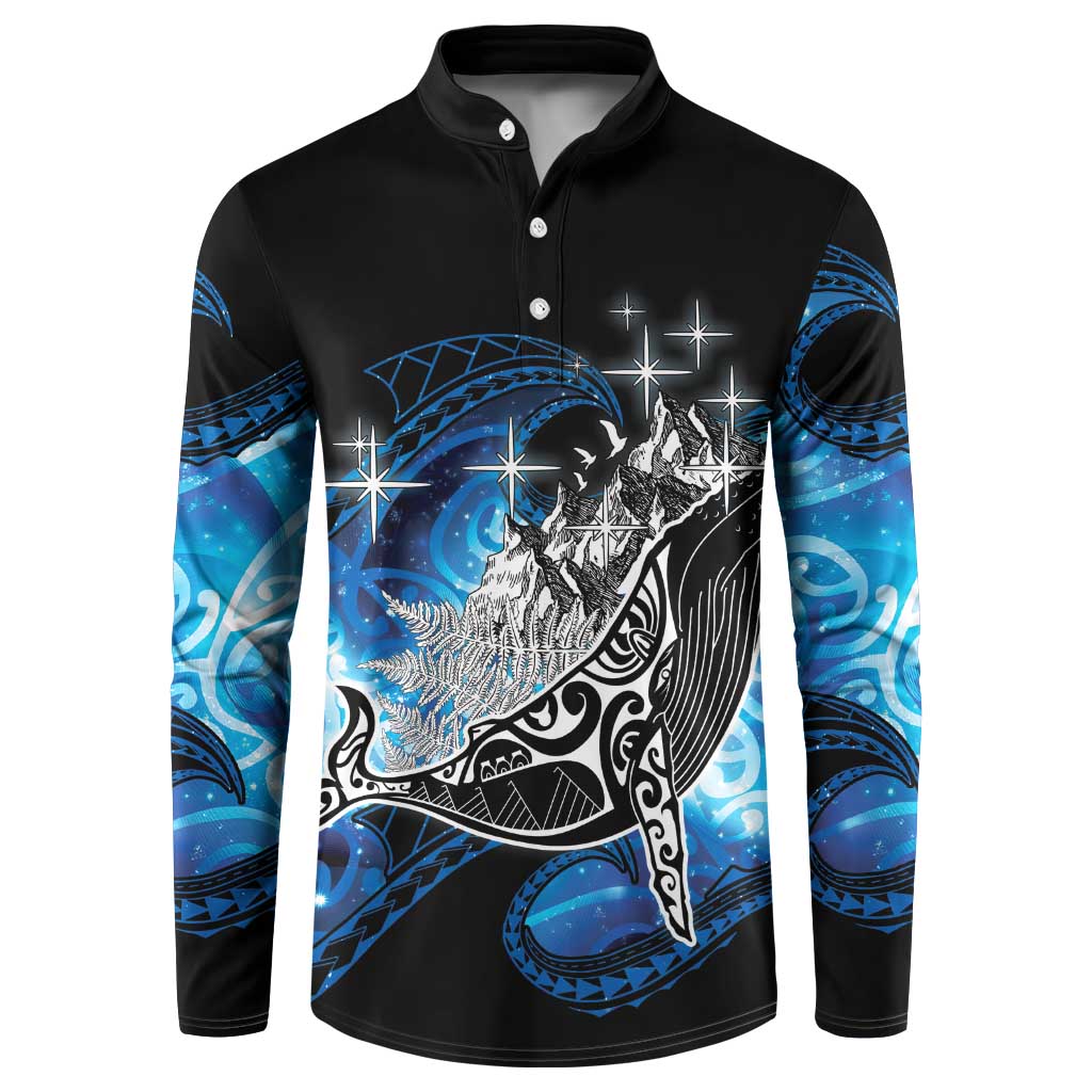 Maori Matariki Te Araroa Paikea Starry Button Sweatshirt Tangaroa Whakatauki LT7 Black - Polynesian Pride