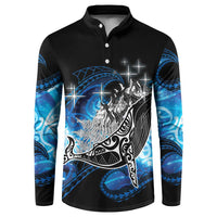 Maori Matariki Te Araroa Paikea Starry Button Sweatshirt Tangaroa Whakatauki LT7 Black - Polynesian Pride