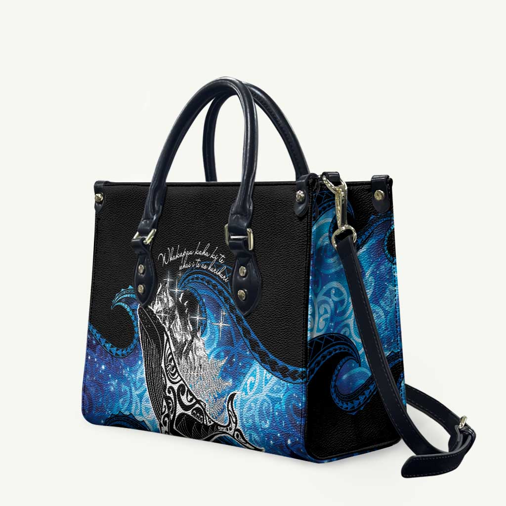 Maori Matariki Te Araroa Paikea Starry Leather Bag Tangaroa Whakatauki LT7 Black - Polynesian Pride