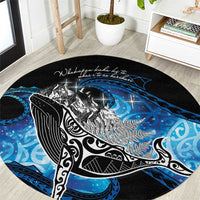 Maori Matariki Te Araroa Paikea Starry Round Carpet Tangaroa Whakatauki LT7 Black - Polynesian Pride