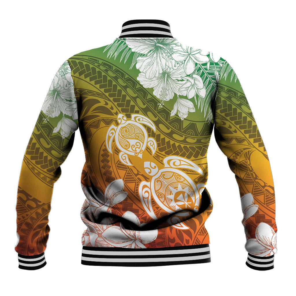 Kanaka Maoli Hawaii Flag Day Baseball Jacket Vibrant Frangipani LT7 - Polynesian Pride