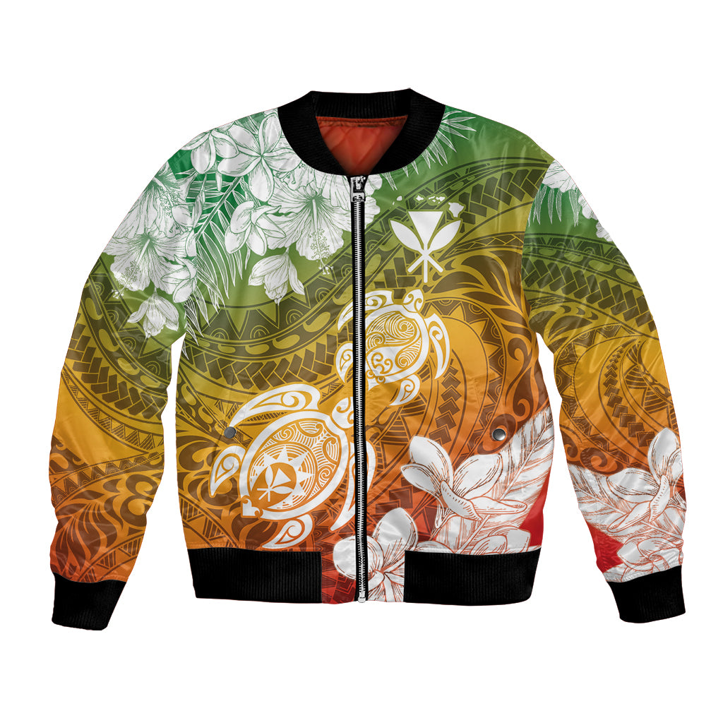 Kanaka Maoli Hawaii Flag Day Bomber Jacket Vibrant Frangipani LT7 Unisex Colorful - Polynesian Pride
