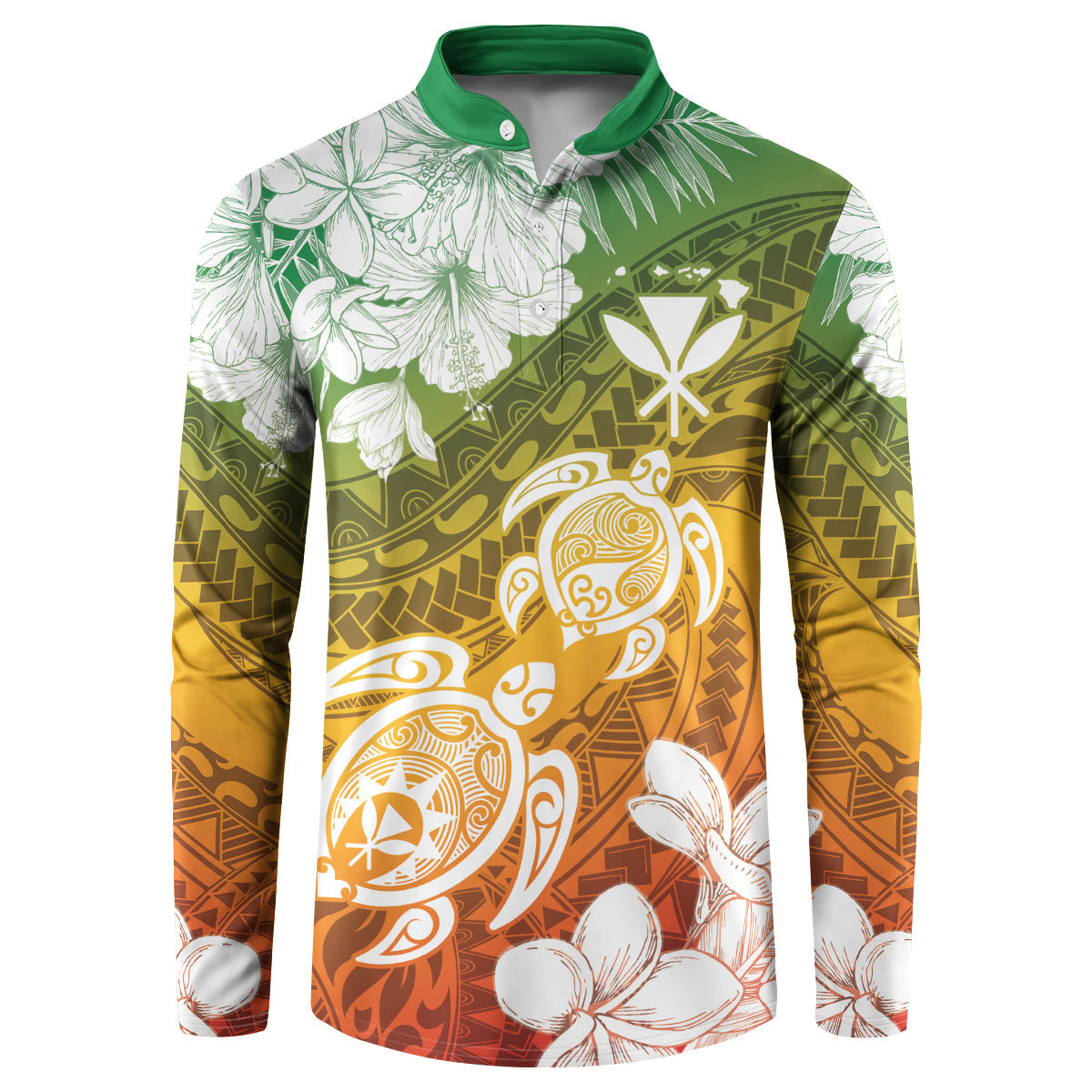 Kanaka Maoli Hawaii Flag Day Button Sweatshirt Vibrant Frangipani LT7 Colorful - Polynesian Pride
