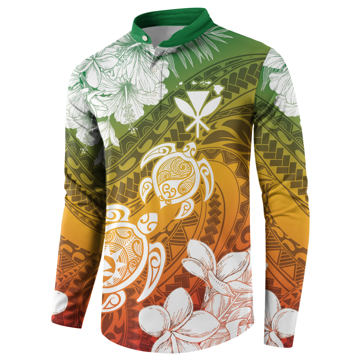 Kanaka Maoli Hawaii Flag Day Button Sweatshirt Vibrant Frangipani LT7 - Polynesian Pride
