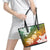 Kanaka Maoli Hawaii Flag Day Leather Tote Bag Vibrant Frangipani