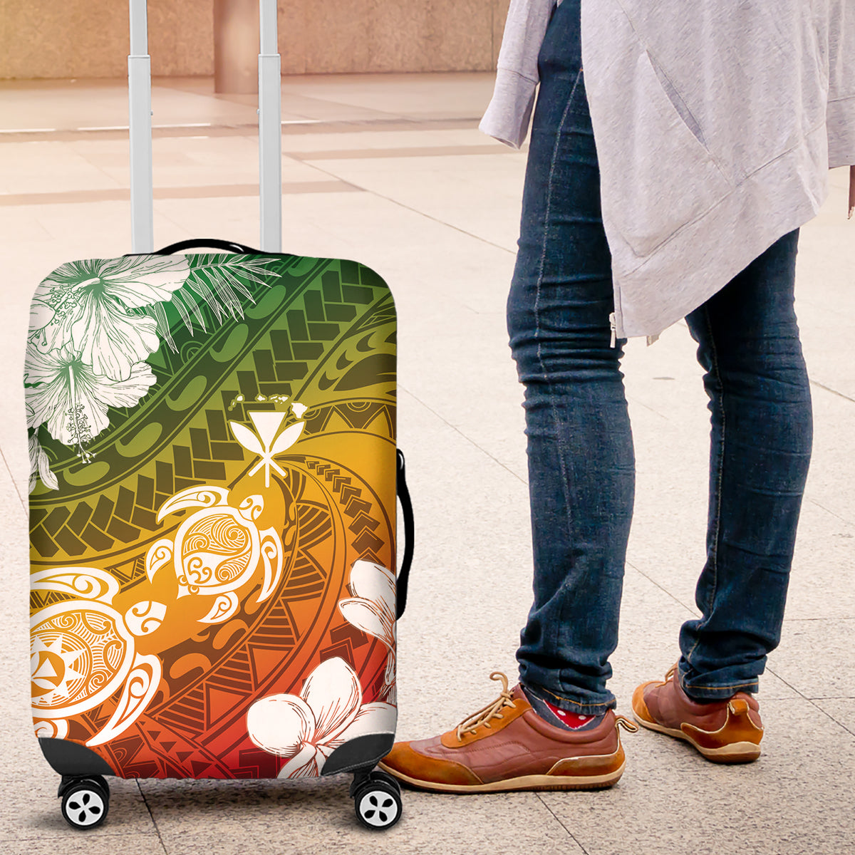 Kanaka Maoli Hawaii Flag Day Luggage Cover Vibrant Frangipani LT7 Colorful - Polynesian Pride