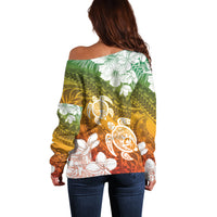 Kanaka Maoli Hawaii Flag Day Off Shoulder Sweater Vibrant Frangipani LT7 - Polynesian Pride