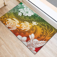 Kanaka Maoli Hawaii Flag Day Rubber Doormat Vibrant Frangipani LT7 - Polynesian Pride