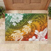 Kanaka Maoli Hawaii Flag Day Rubber Doormat Vibrant Frangipani LT7 - Polynesian Pride