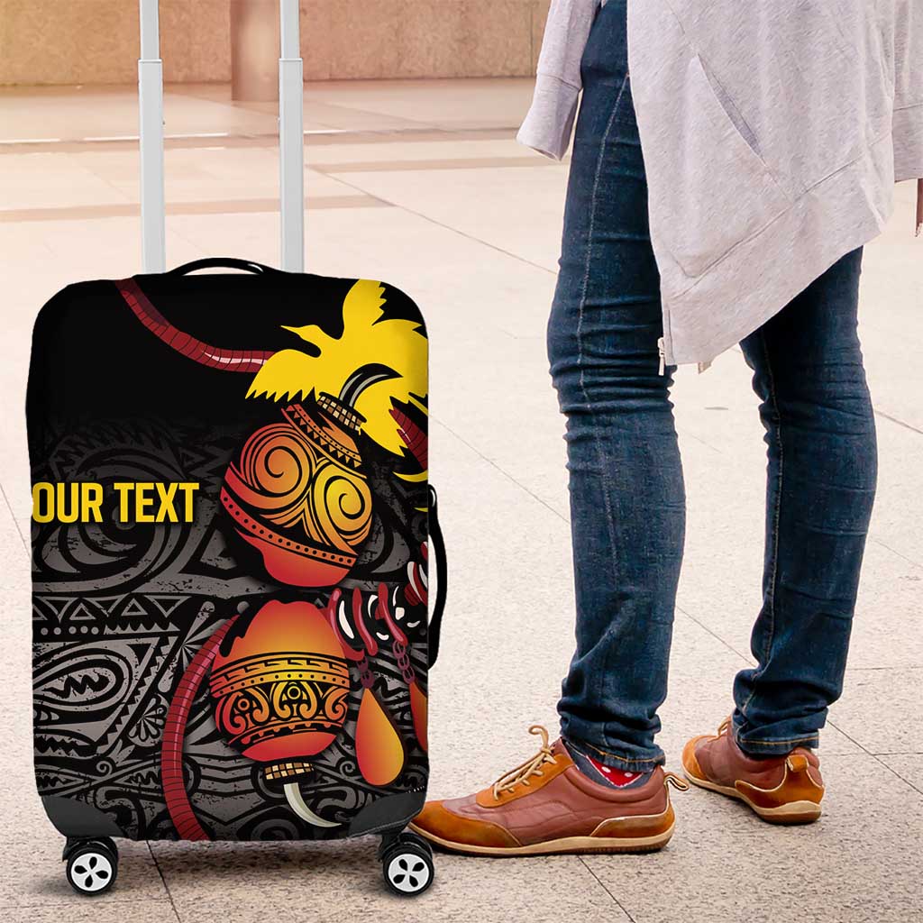 Personalized Papua New Guinea Milne Bay Luggage Cover Bagi Necklace Mix Lime Pot Grunge LT7 Black - Polynesian Pride