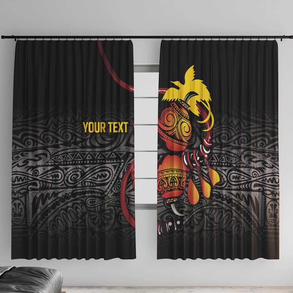 Personalized Papua New Guinea Milne Bay Window Curtain Bagi Necklace Mix Lime Pot Grunge LT7 With Hooks Black - Polynesian Pride