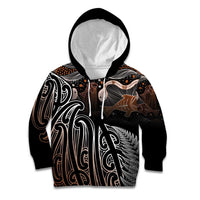 Aotearoa Maori - Australia Indigenous Kid Hoodie Koiri Whakairo Mix Aboriginal Art LT7 Hoodie Brown - Polynesian Pride