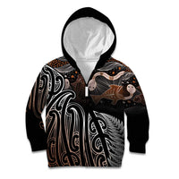 Aotearoa Maori - Australia Indigenous Kid Hoodie Koiri Whakairo Mix Aboriginal Art LT7 Zip Hoodie Brown - Polynesian Pride
