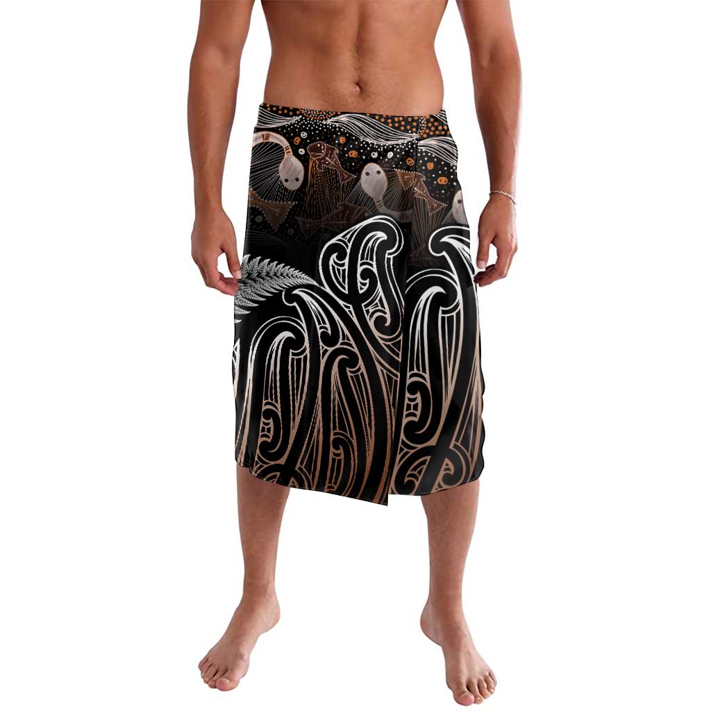 Aotearoa Maori - Australia Indigenous Lavalava Koiri Whakairo Mix Aboriginal Art LT7 Brown - Polynesian Pride