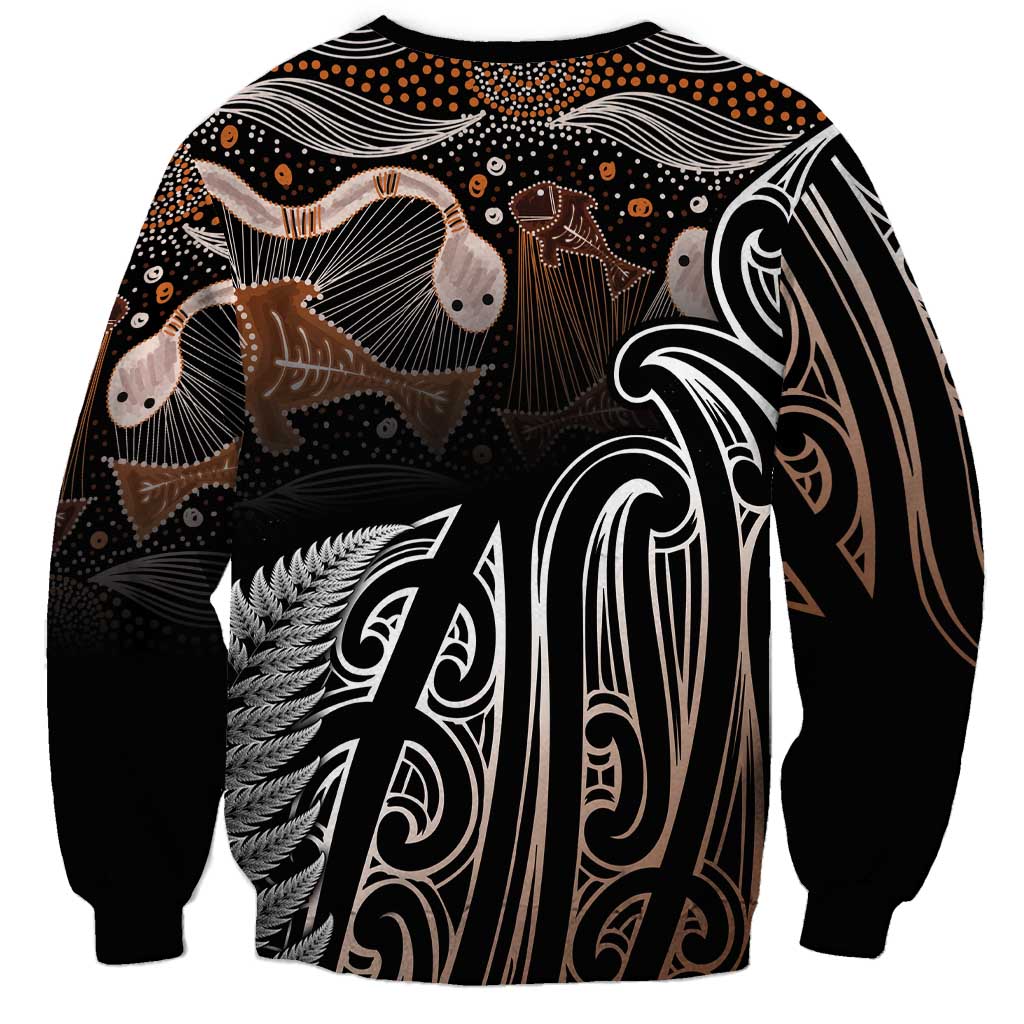 Aotearoa Maori - Australia Indigenous Sweatshirt Koiri Whakairo Mix Aboriginal Art LT7 - Polynesian Pride